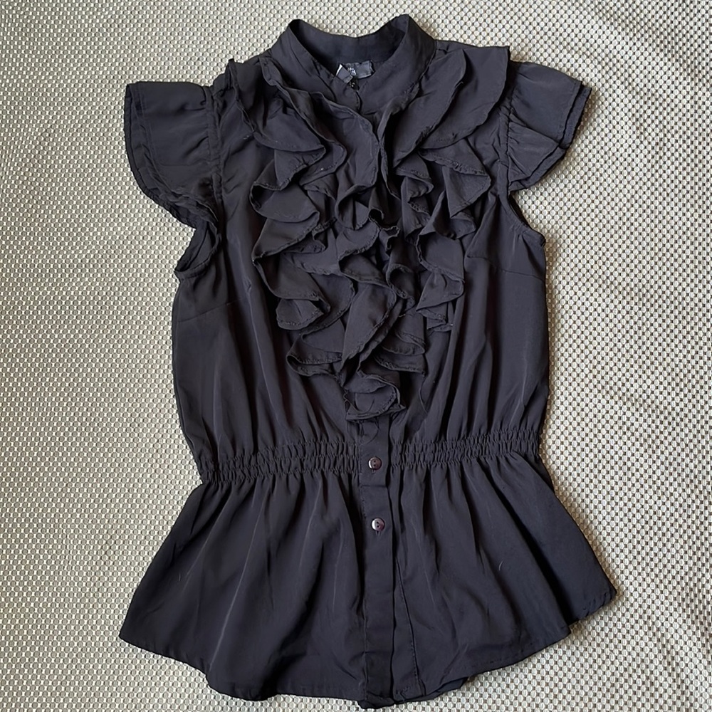 Black ruffle top